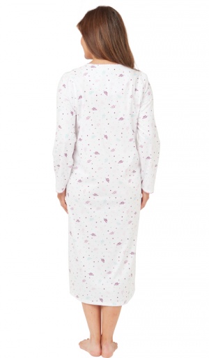 Marlon Spot & Leaf Long Sleeve Cotton Nightdress